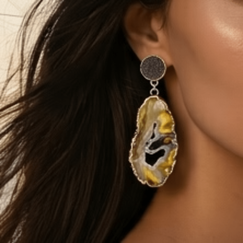 Σκουλαρίκια με γεώδη αχάτη και Druzy